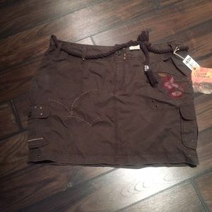 Old Navy Brown Cargo Skirt with embroidery